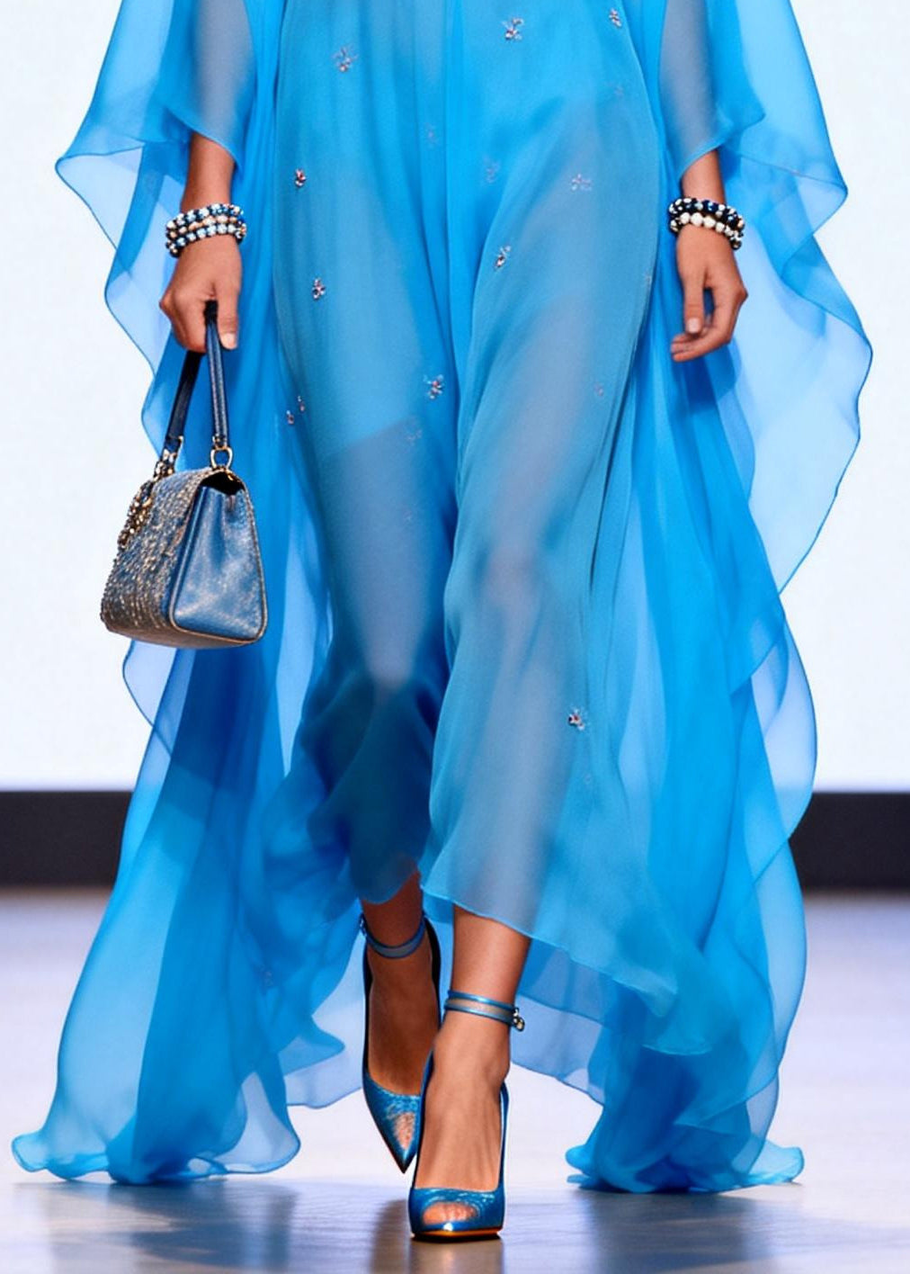 Style Blue Oversized Chiffon Holiday Dress Summer