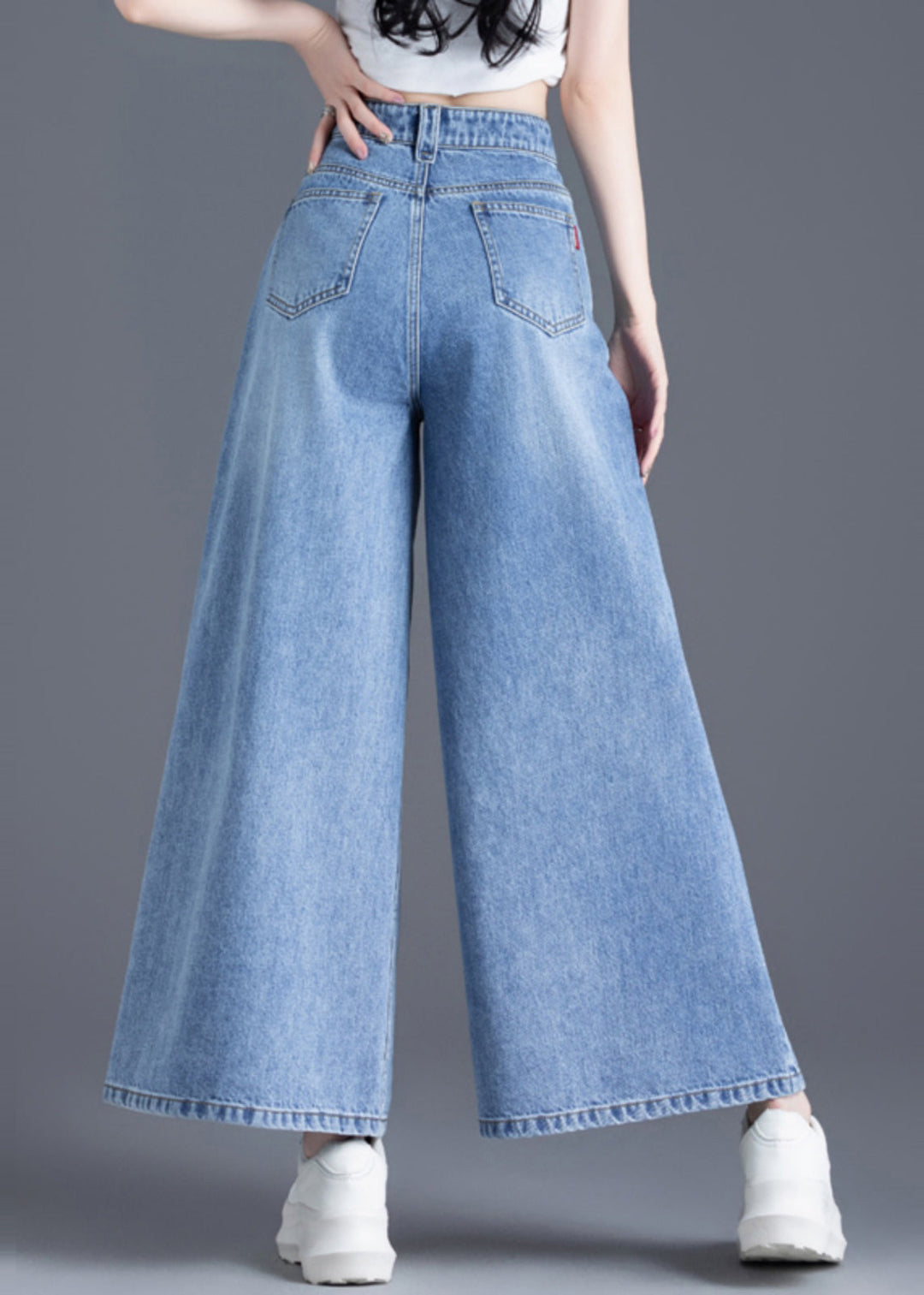 Style Blue Oversized Denim Wide Leg Pants Spring