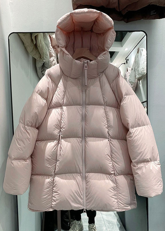 Style Blue Pockets Patchwork Solid Hooded Parka Winter