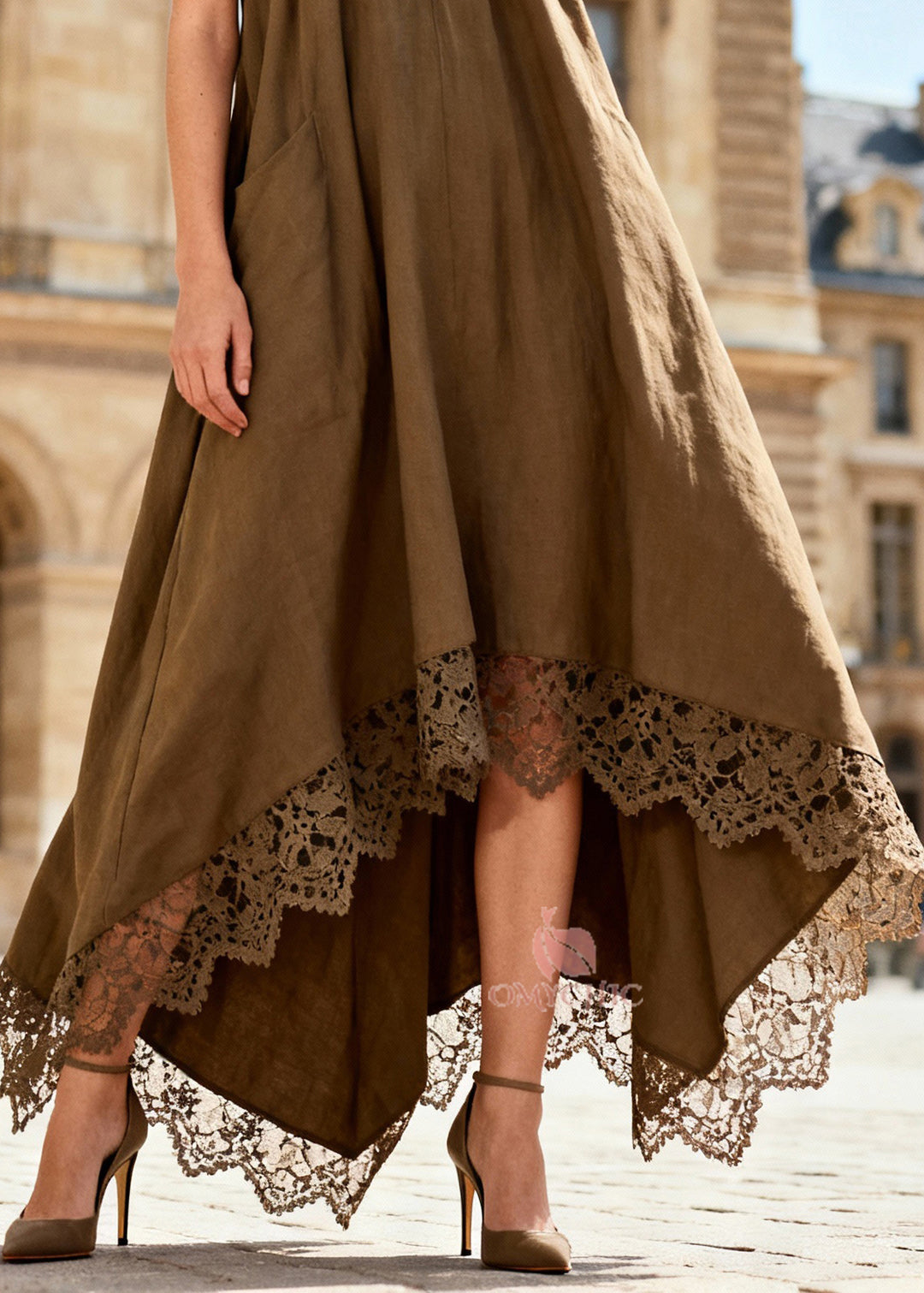 Style Brown Cold Shoulder Low High Design Long Dresses Summer