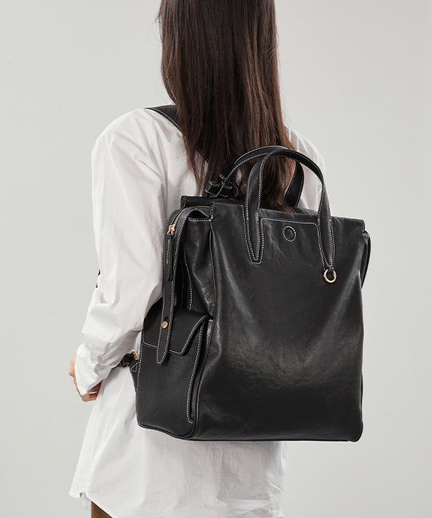 Style Brown Large Capacity Leather Backpack Bag