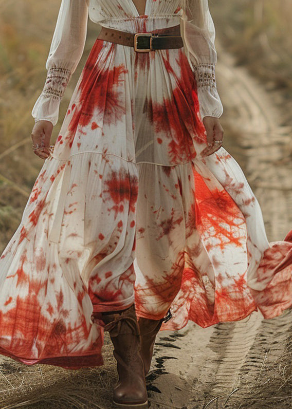 Style Cold Shoulder Print Patchwork Cotton Maxi Dress Spring