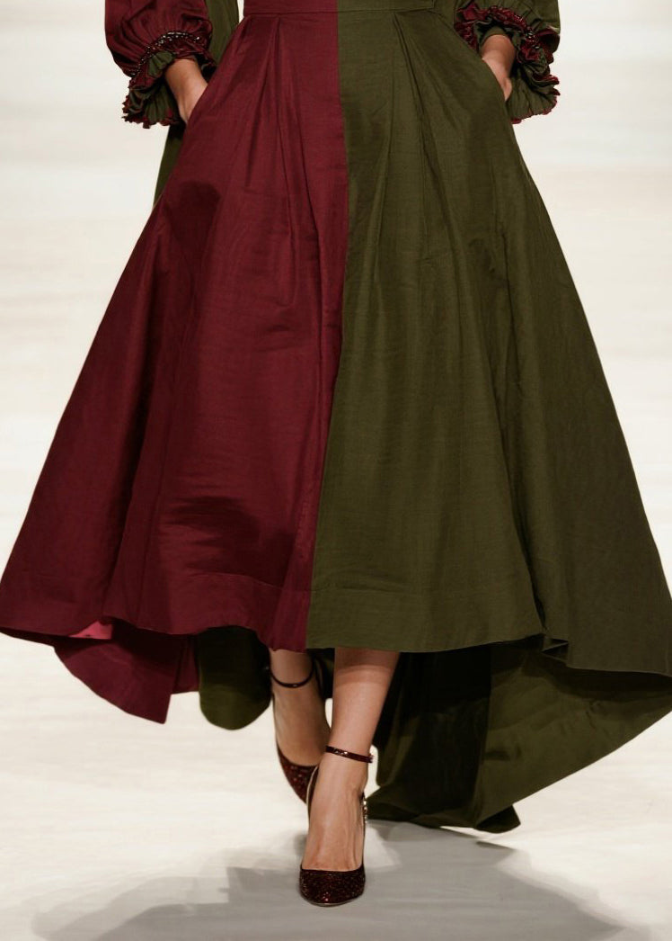 Style Colorblock Asymmetrical Patchwork Exra Large Hem Cotton Vestidos Dresses