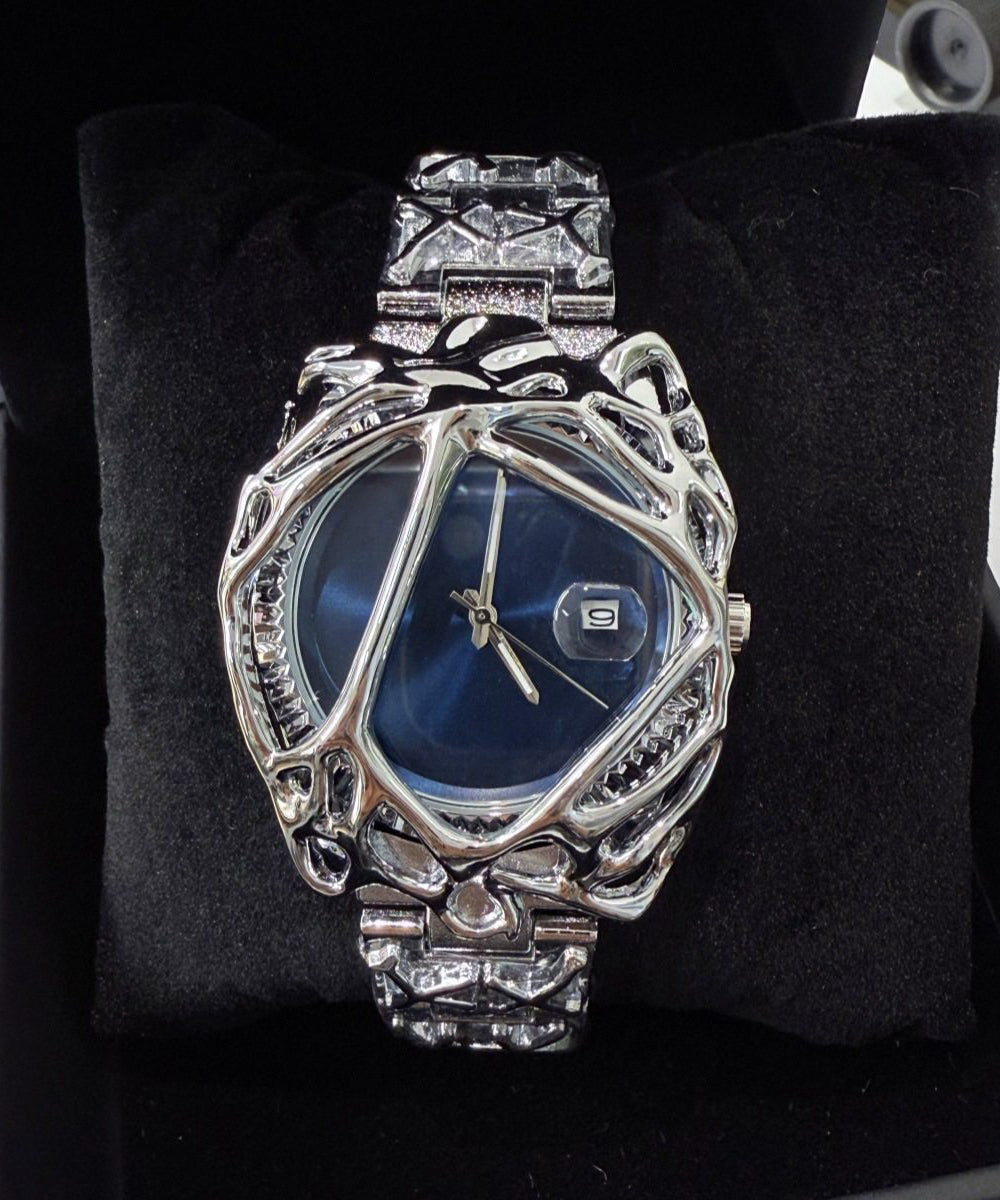 Style Dark Blue Stainless Steel Waterproof Alien Men Watches - Omychic