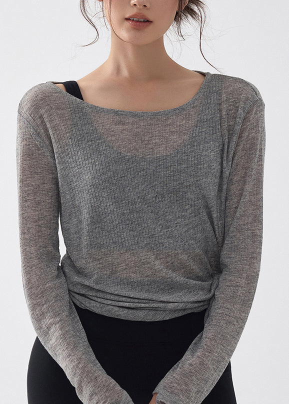 Style Dark Grey Side Open Yoga Tank Tops