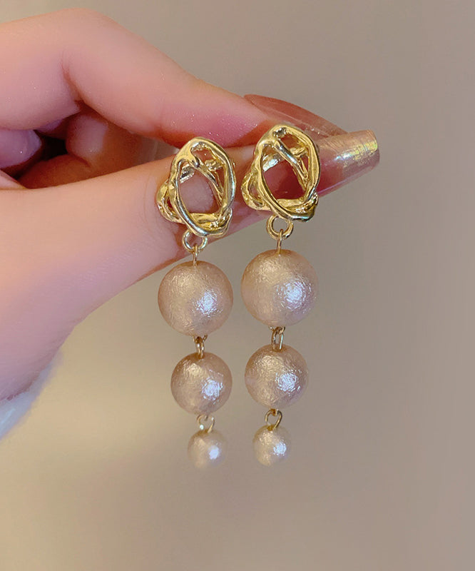 Style Gold Alloy Pearl Tassel Drop Earrings