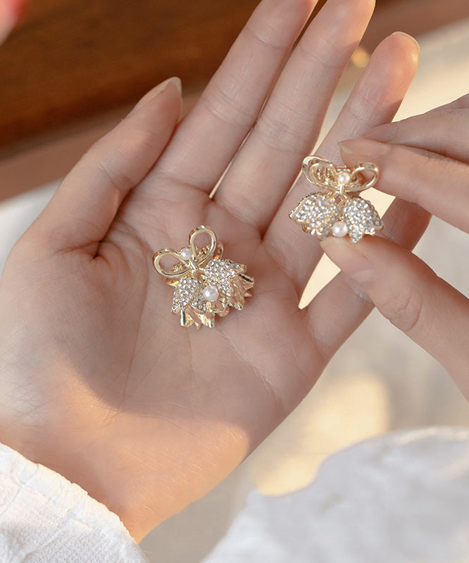 Style Gold Alloy Zircon Pearl Lily Of The Valley Hairpin