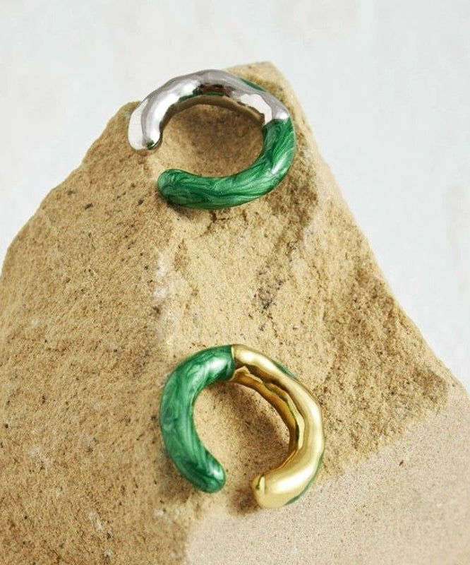 Style Gold Copper Enamel Hoop Earrings