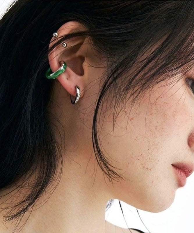 Style Gold Copper Enamel Hoop Earrings