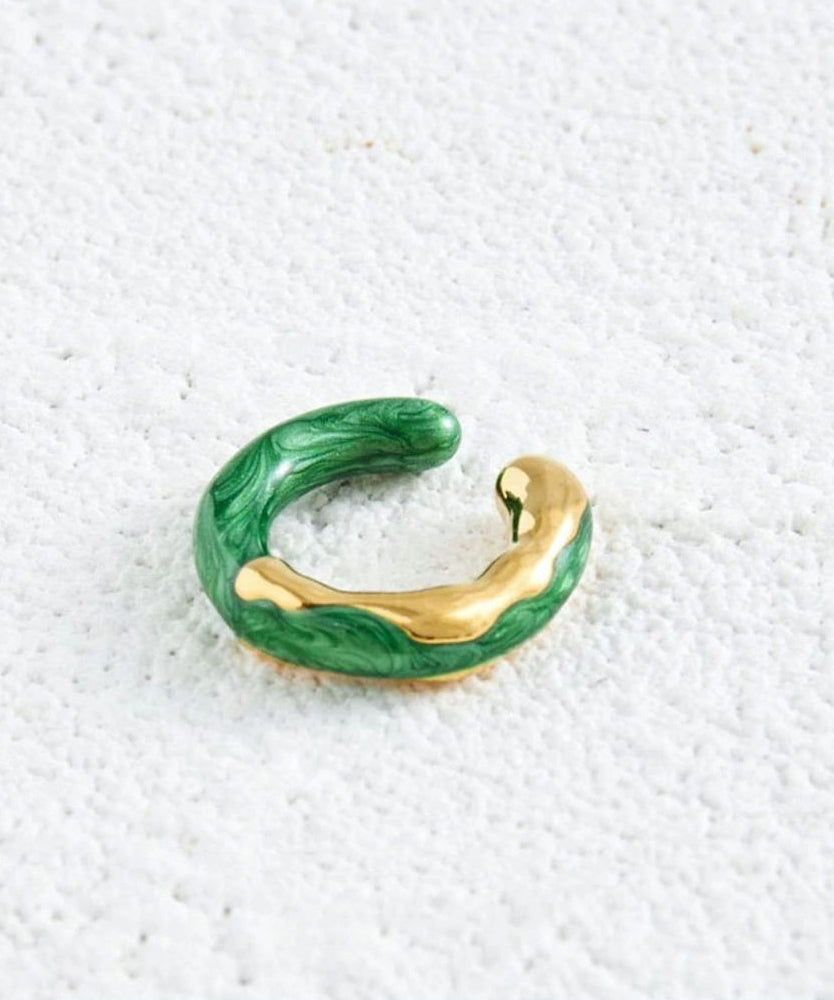 Style Gold Copper Enamel Hoop Earrings