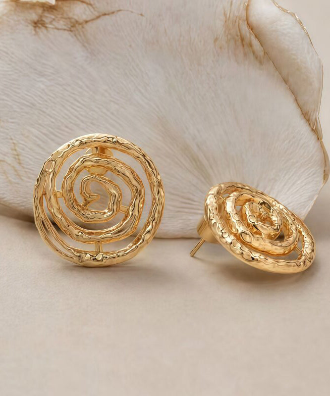 Style Gold Copper Overgild Hollow Out Stud Earrings