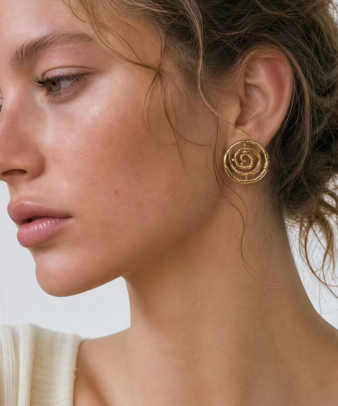 Style Gold Copper Overgild Hollow Out Stud Earrings