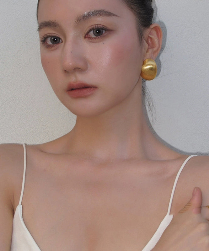 Style Gold Copper Wire Drawing Stud Earrings