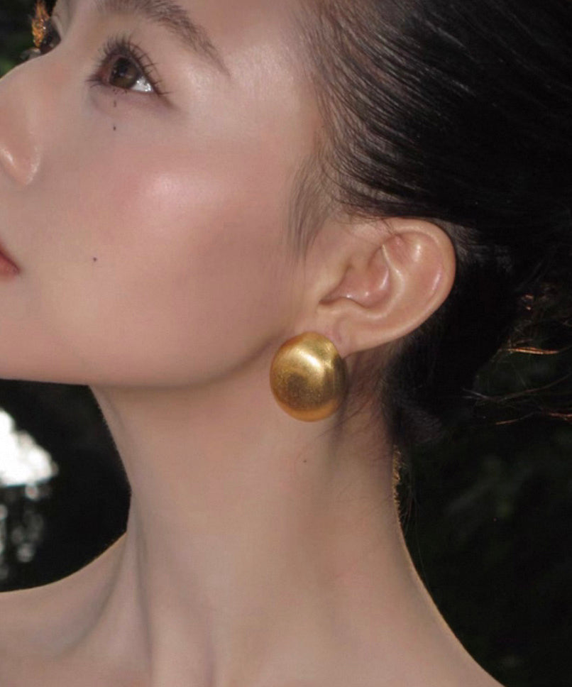 Style Gold Copper Wire Drawing Stud Earrings