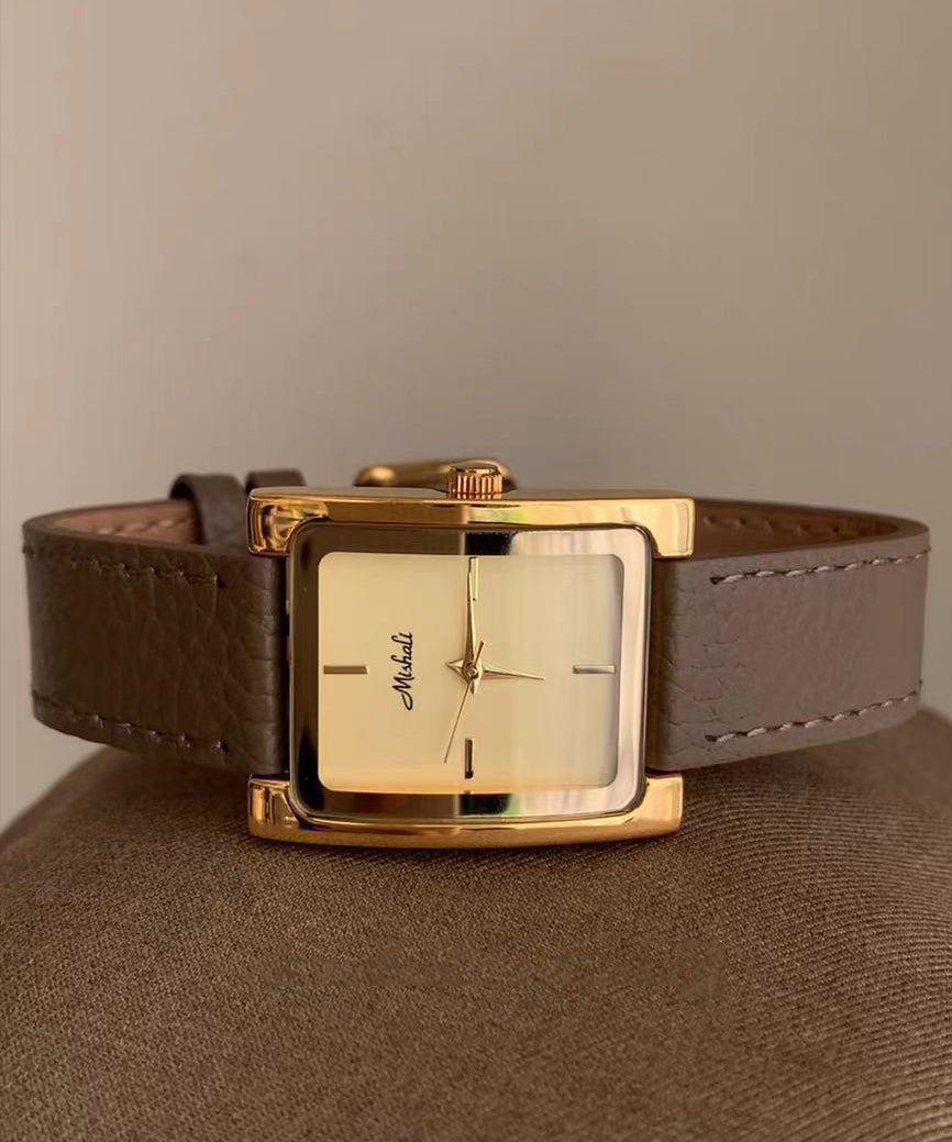 Style Gold Leather Alloy Quartz Movement Watches