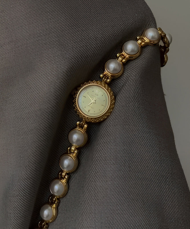 Style Gold Stainless Steel Pearl Quartz Movement Watches