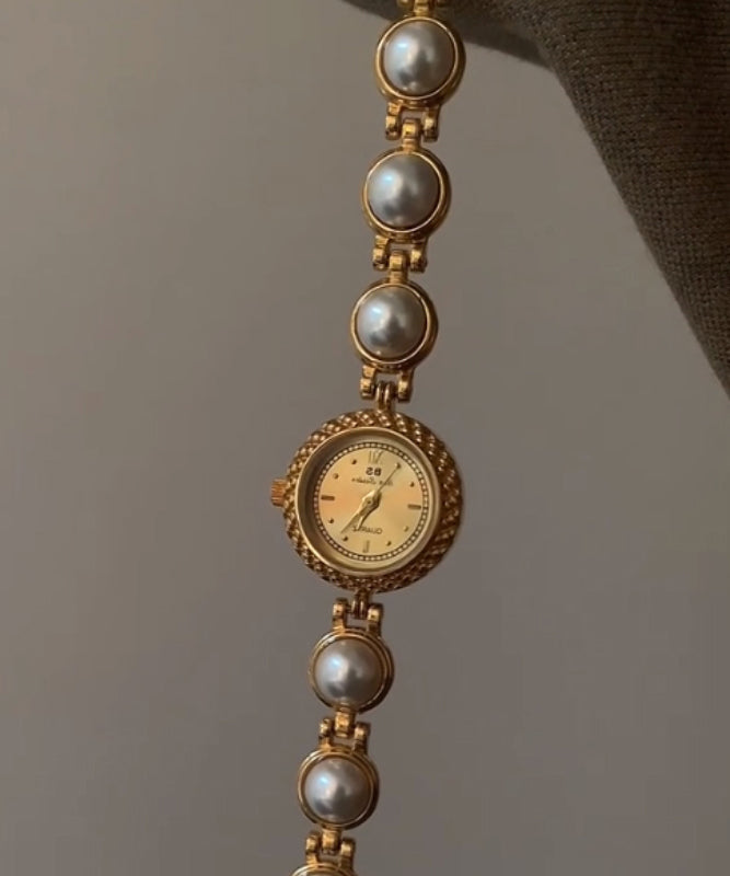 Style Gold Stainless Steel Pearl Quartz Movement Watches