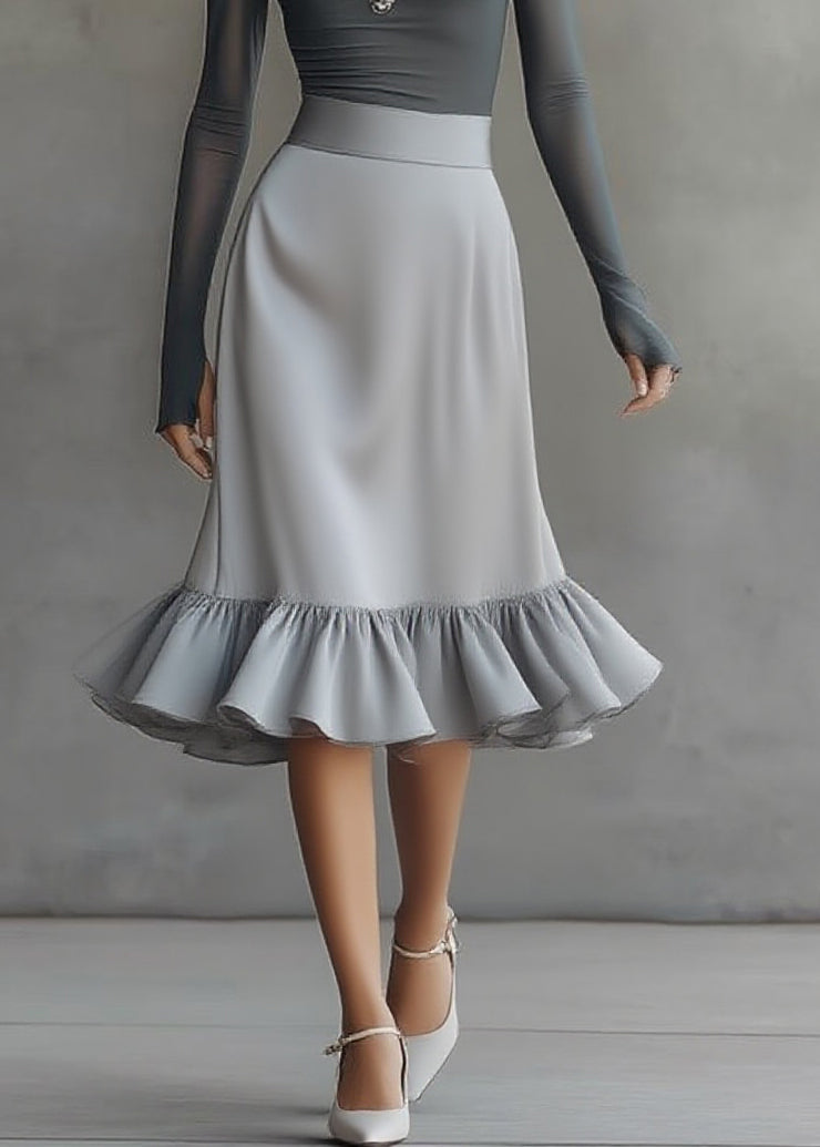Style Grey Asymmetrical Top And A Line Skirts Two-Piece Set Spring - Omychic