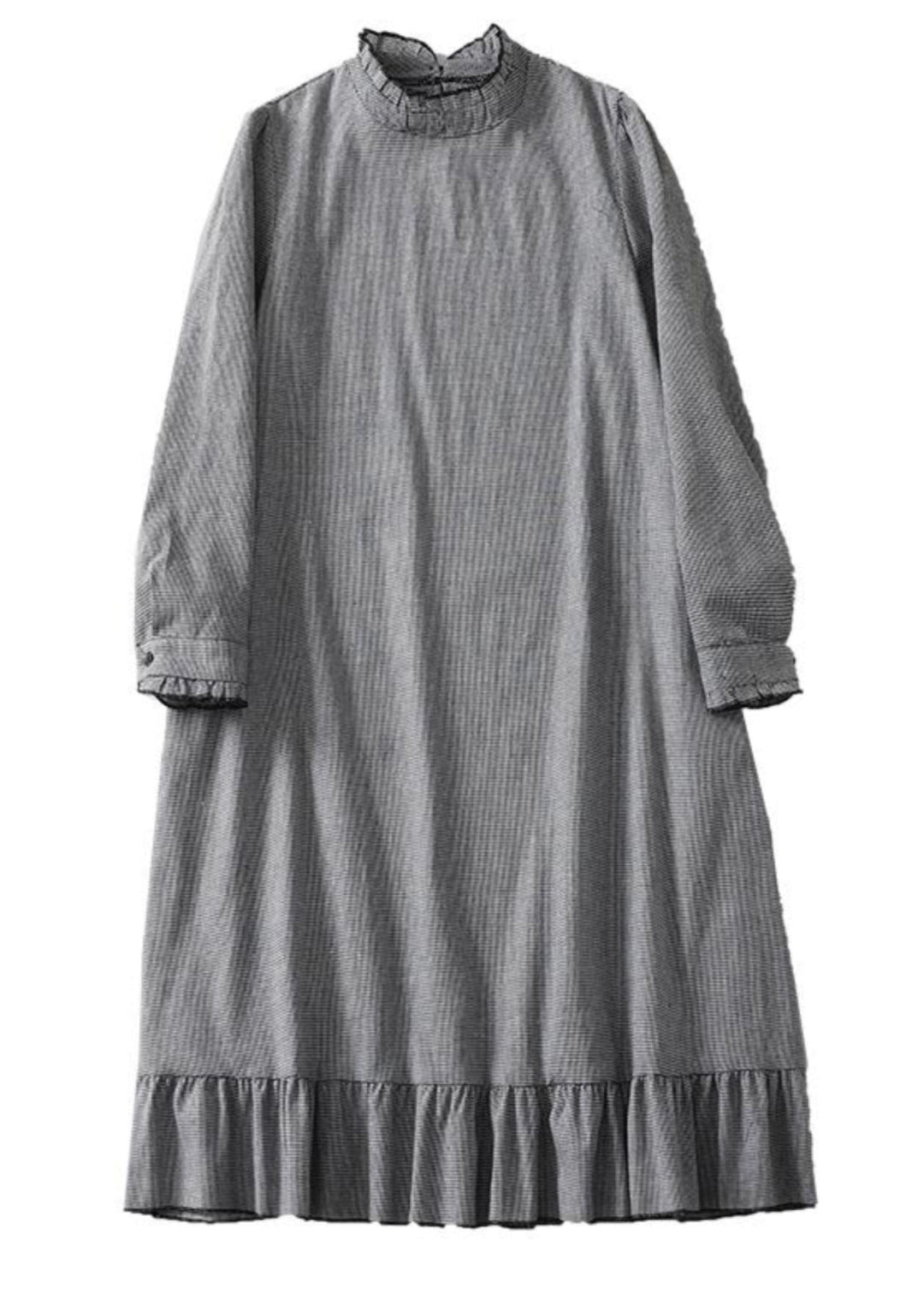 Style Grey Ruffled Patchwork Cotton Maxi Dresses Spring