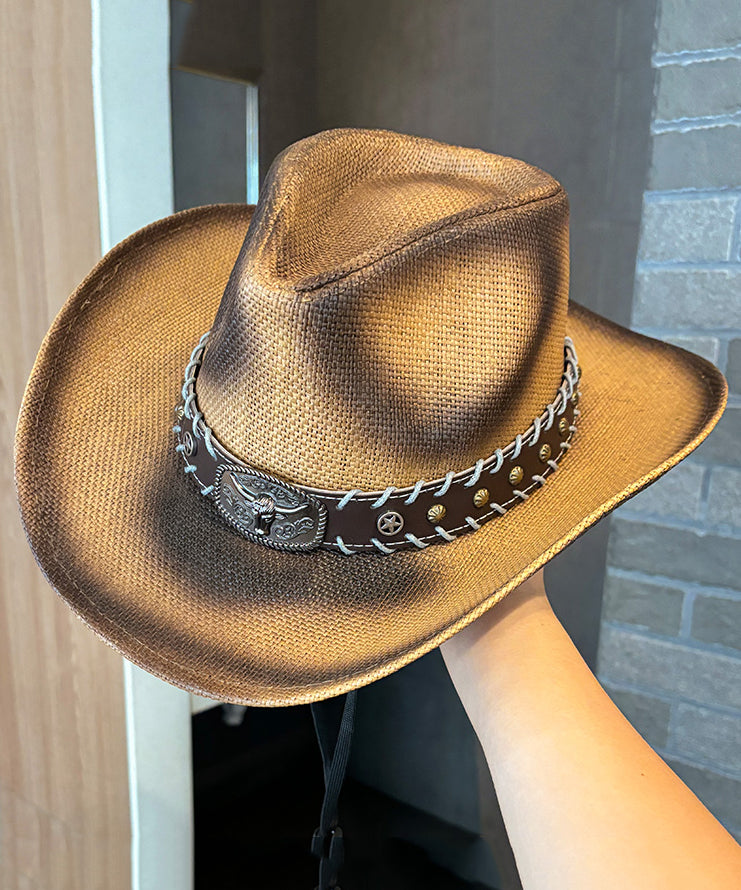 Style Khaki Versatile Straw Woven Cowboy Hat