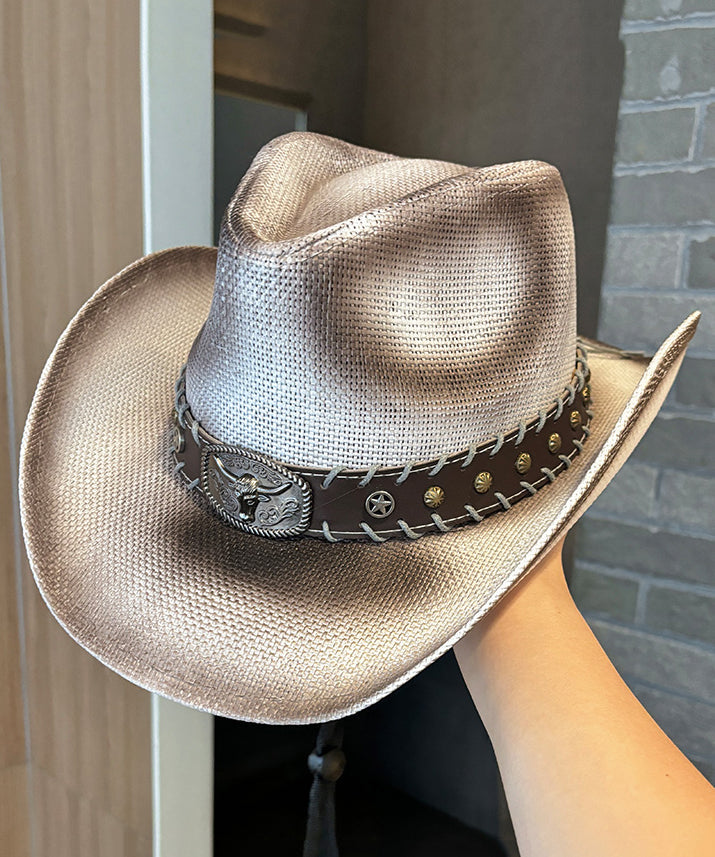 Style Khaki Versatile Straw Woven Cowboy Hat