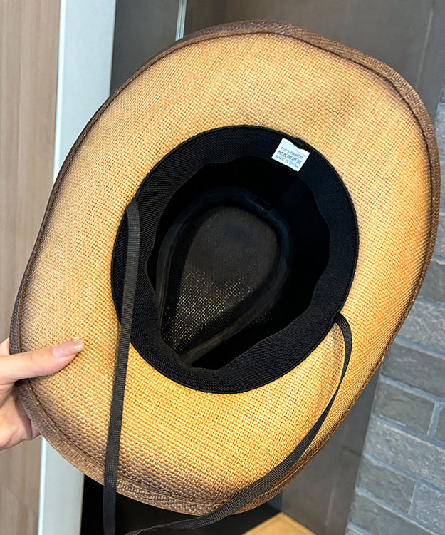 Style Khaki Versatile Straw Woven Cowboy Hat