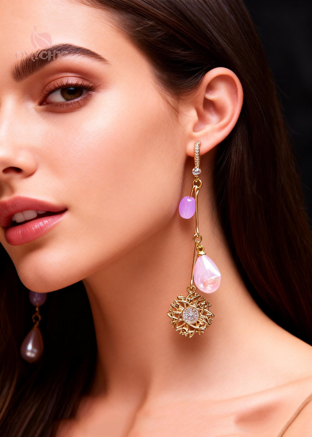 Style Lavender Water Droplet Beads Sunflower Drop Earrings