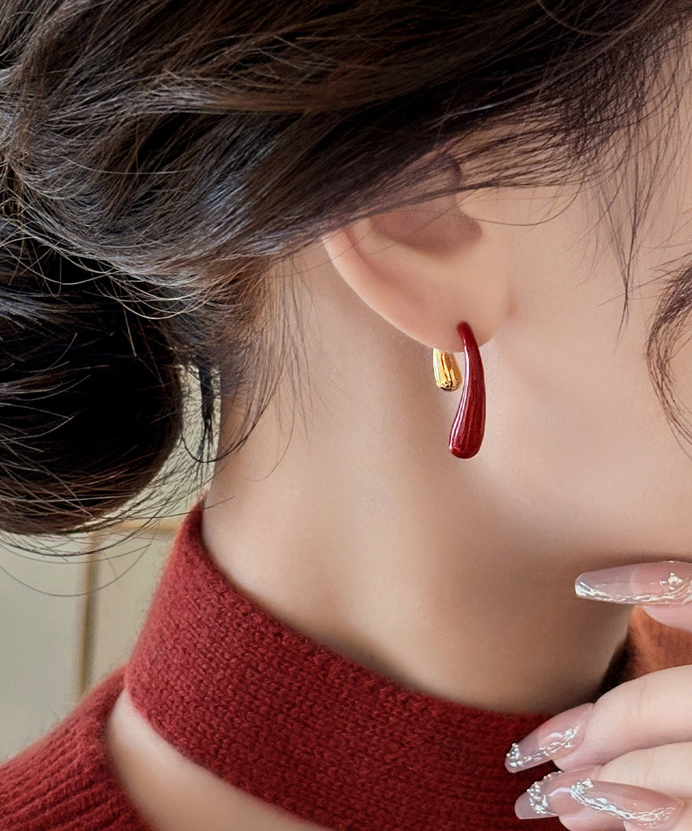 Style Mulberry Copper Overgild Water Droplet Hoop Earrings