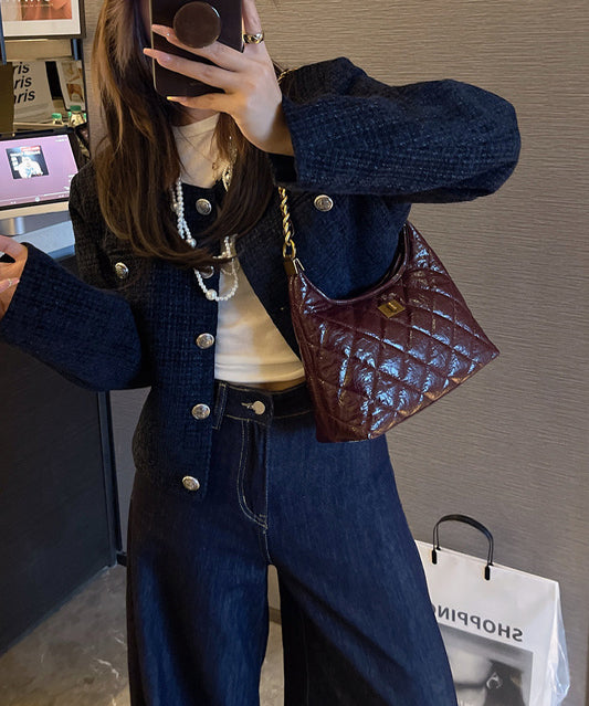 Style Mulberry Plaid Chain Linked Faux Leather Flap Bag