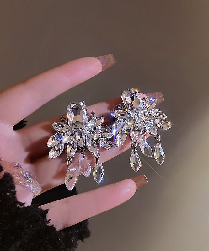 Style Nude Alloy Crystal Tassel Drop Earrings