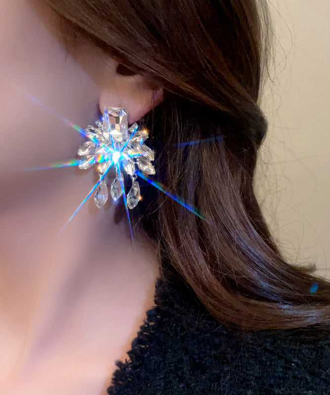 Style Nude Alloy Crystal Tassel Drop Earrings