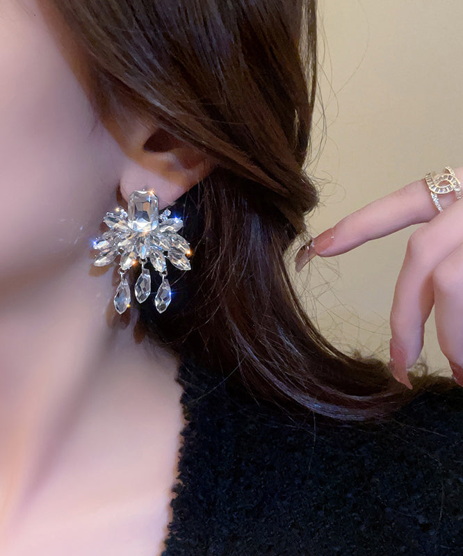 Style Nude Alloy Crystal Tassel Drop Earrings
