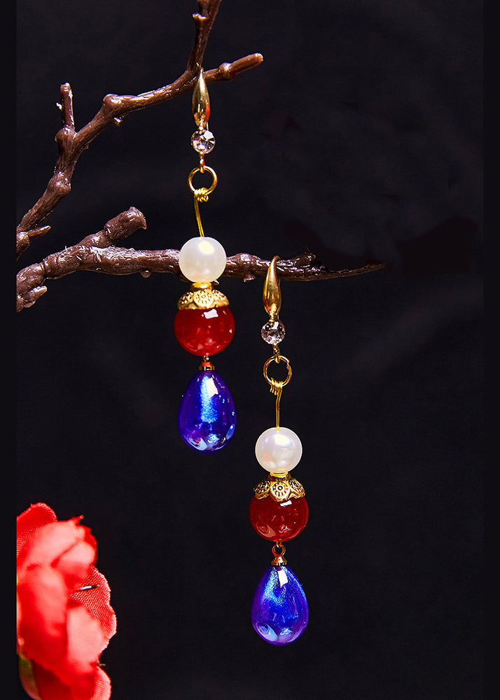 Style Peacock Blue Droplet Shape Acrylic Drop Earrings - Omychic