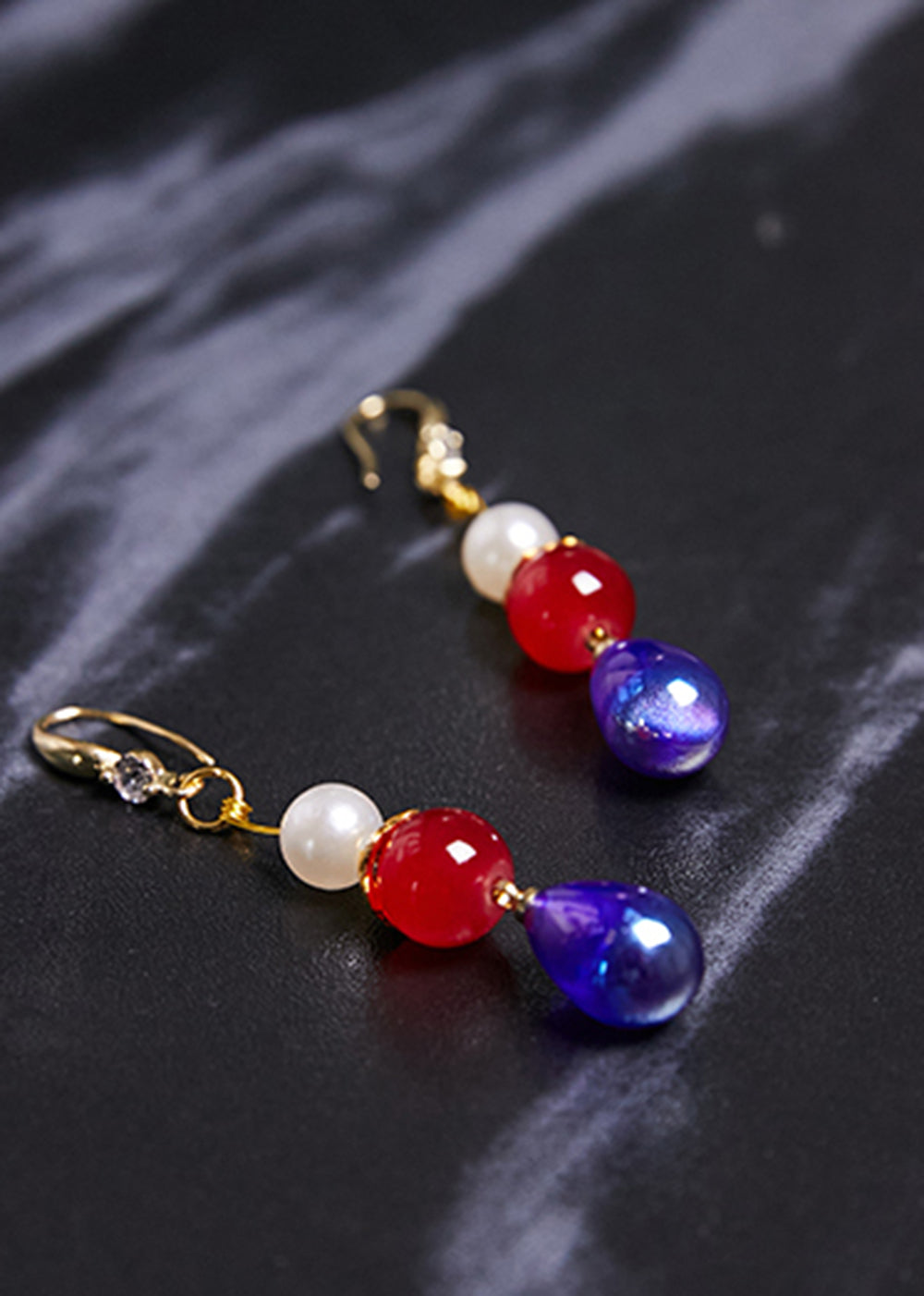 Style Peacock Blue Droplet Shape Acrylic Drop Earrings - Omychic