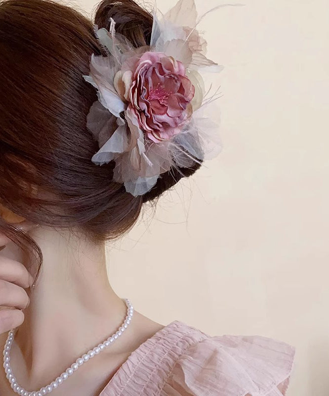 Style Pink Acrylic Fabric Floral Hairpin