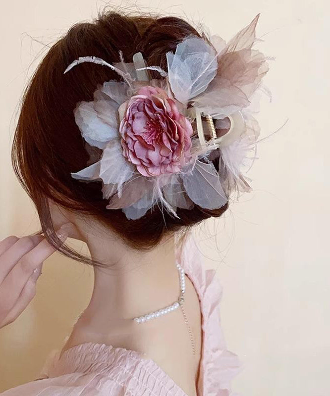 Style Pink Acrylic Fabric Floral Hairpin