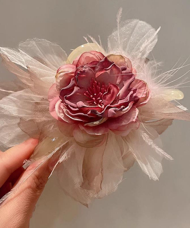 Style Pink Acrylic Fabric Floral Hairpin