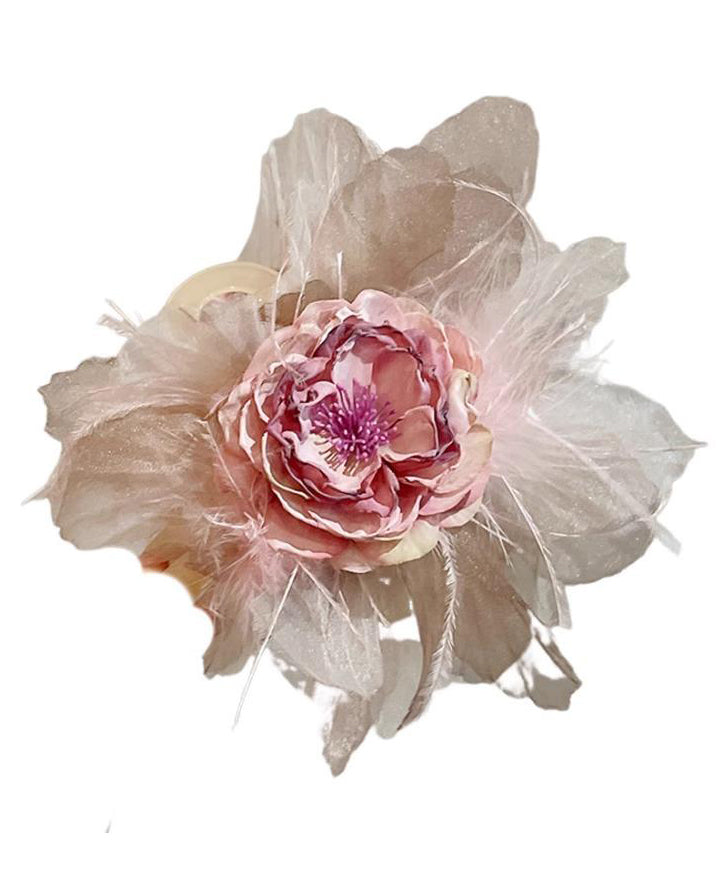 Style Pink Acrylic Fabric Floral Hairpin