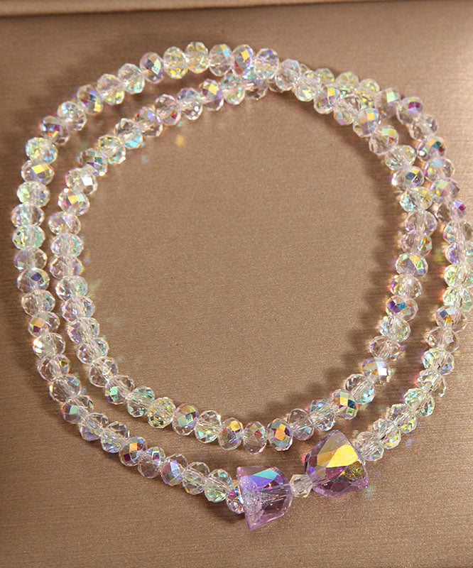 Style Purple Alloy Double-Layer Crystal Bow Chain Bracelet