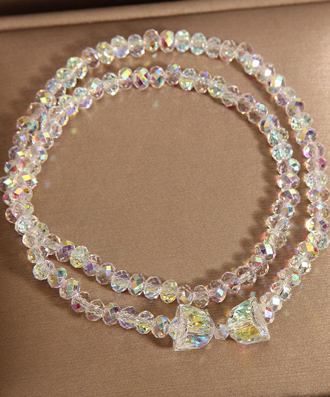 Style Purple Alloy Double-Layer Crystal Bow Chain Bracelet