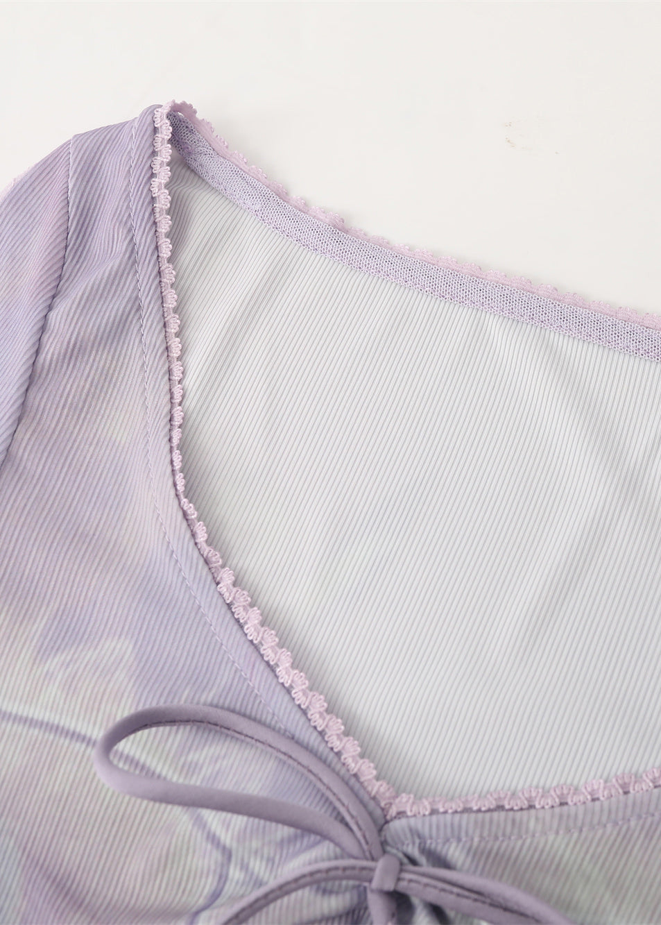 Style Purple Lace Lace Up Patchwork Cotton Tops Fall