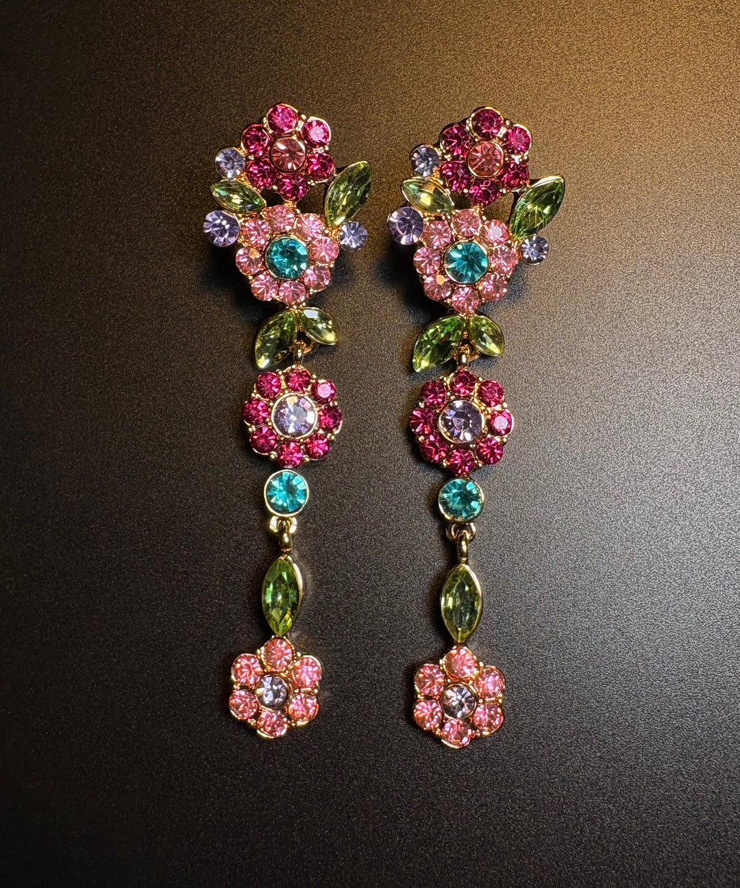Style Rainbow Alloy Zircon Floral Drop Earrings