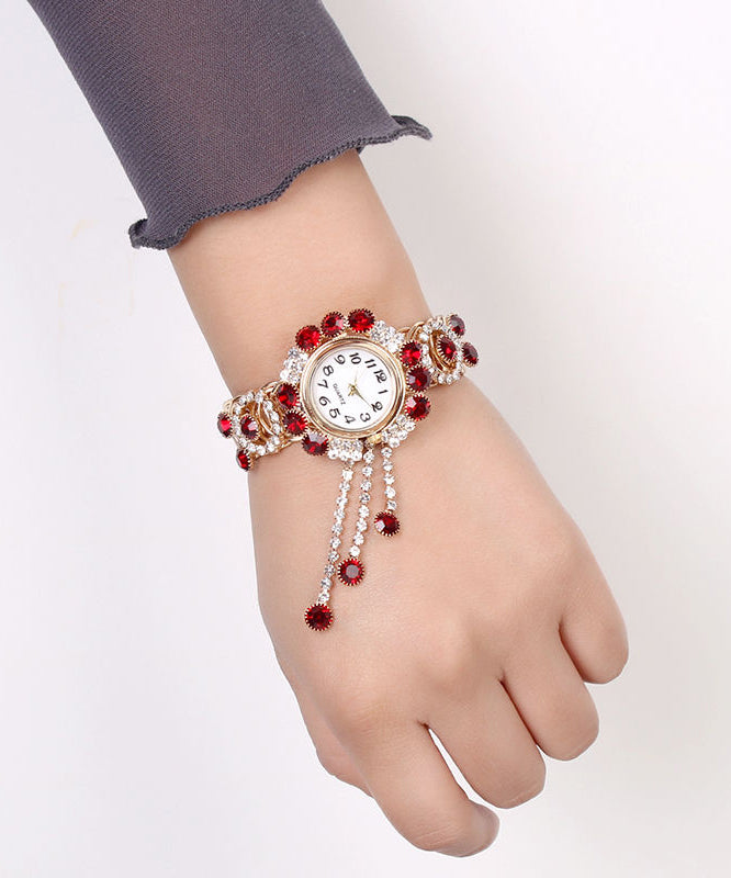 Style Red Alloy Zircon Tassel Watches