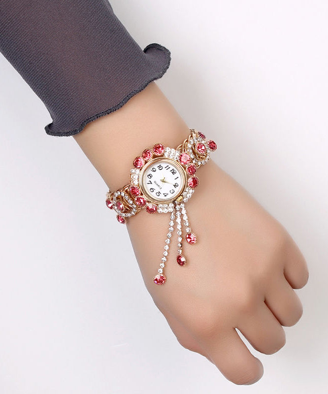 Style Red Alloy Zircon Tassel Watches