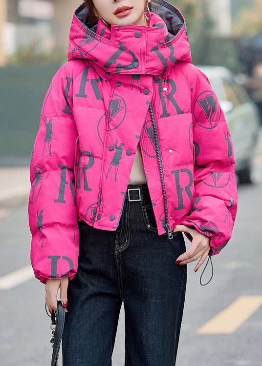 Style Rose Hooded Print Duck Down Canada Goose Jacket Winter