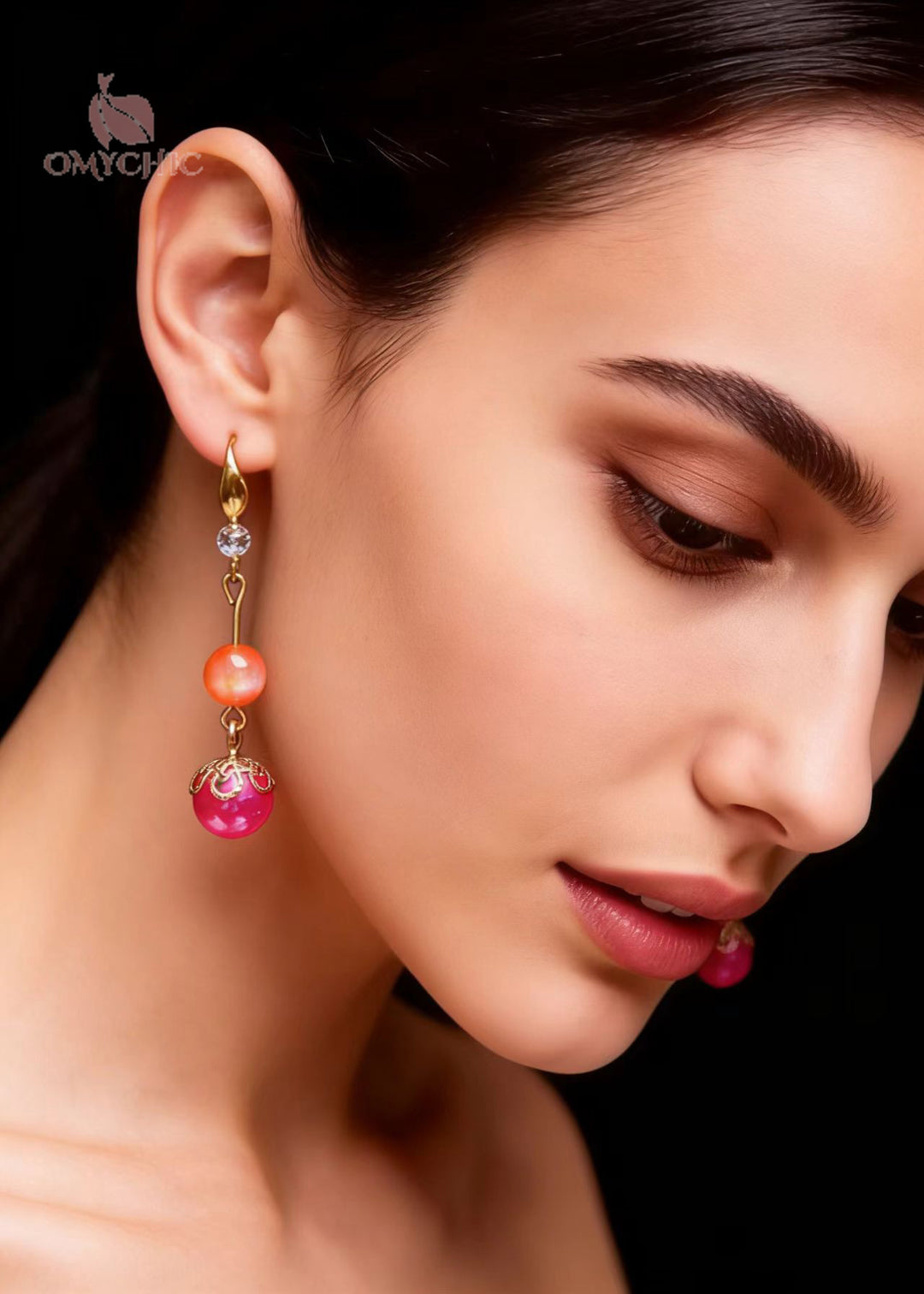 Style Rose Pearl Zircon Long Drop Earrings