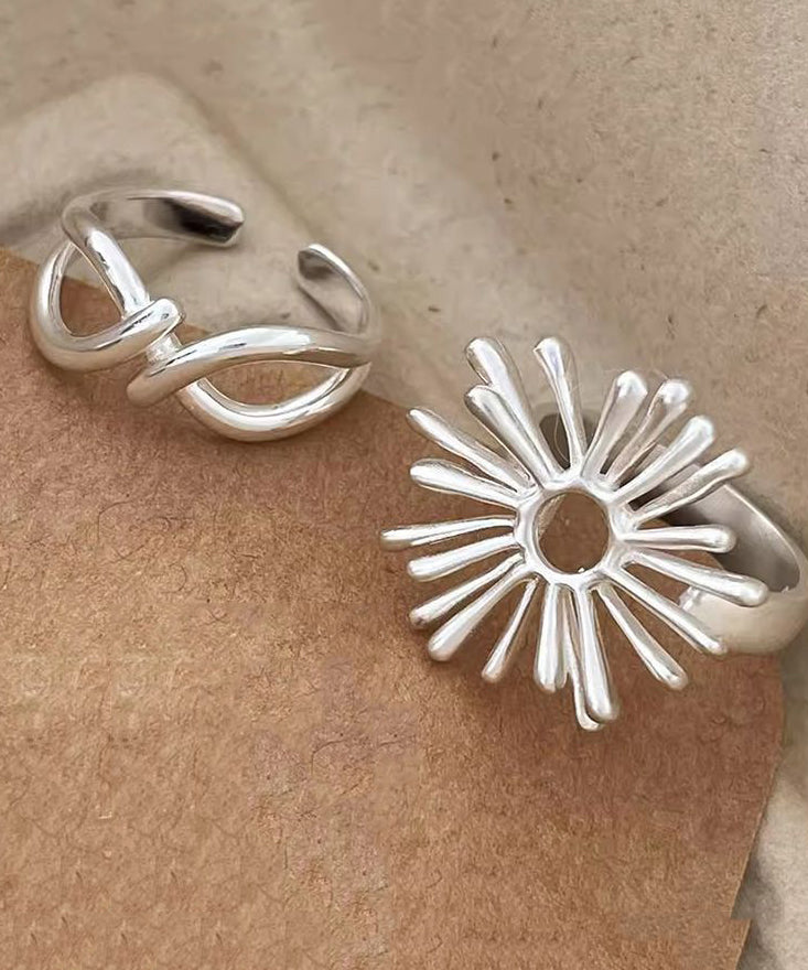 Style Silk Alloy Asymmetrical Fireworks Hollow Out Rings Two-Piece Set