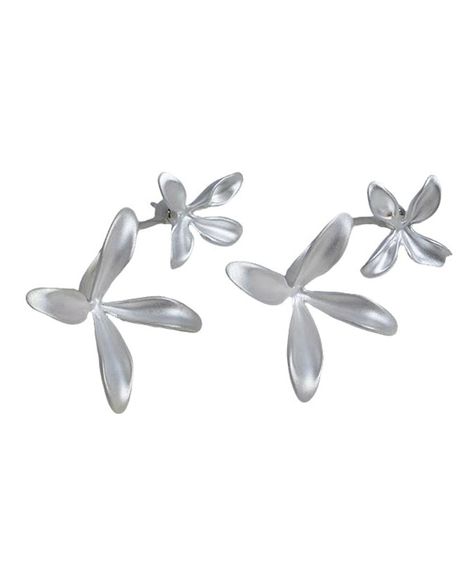 Style Silk Copper Overgild Enamel Drip Glaze Orchid Stud Earrings