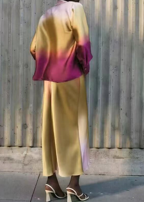 Style Slim Fit Tie Dye Silk Dresses Butterfly Sleeve - Omychic