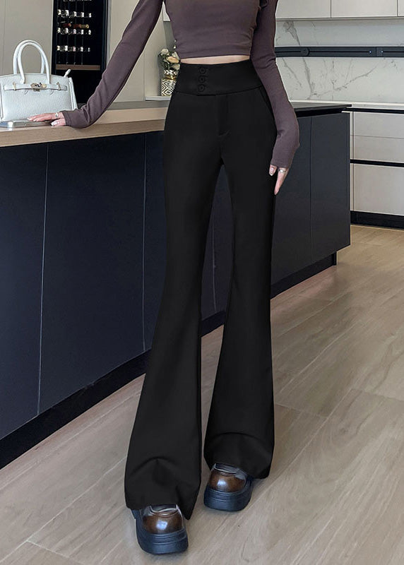 Style White High Waist Tummy Control Cotton Flared Trousers Fall